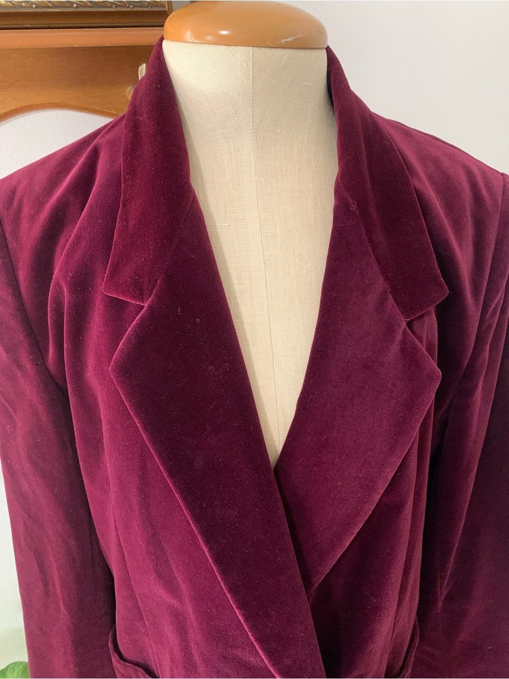 Jones New York Vintage 90s Magenta Cotton Velvet Blazer Jacket Size 10 - Picture 8 of 14